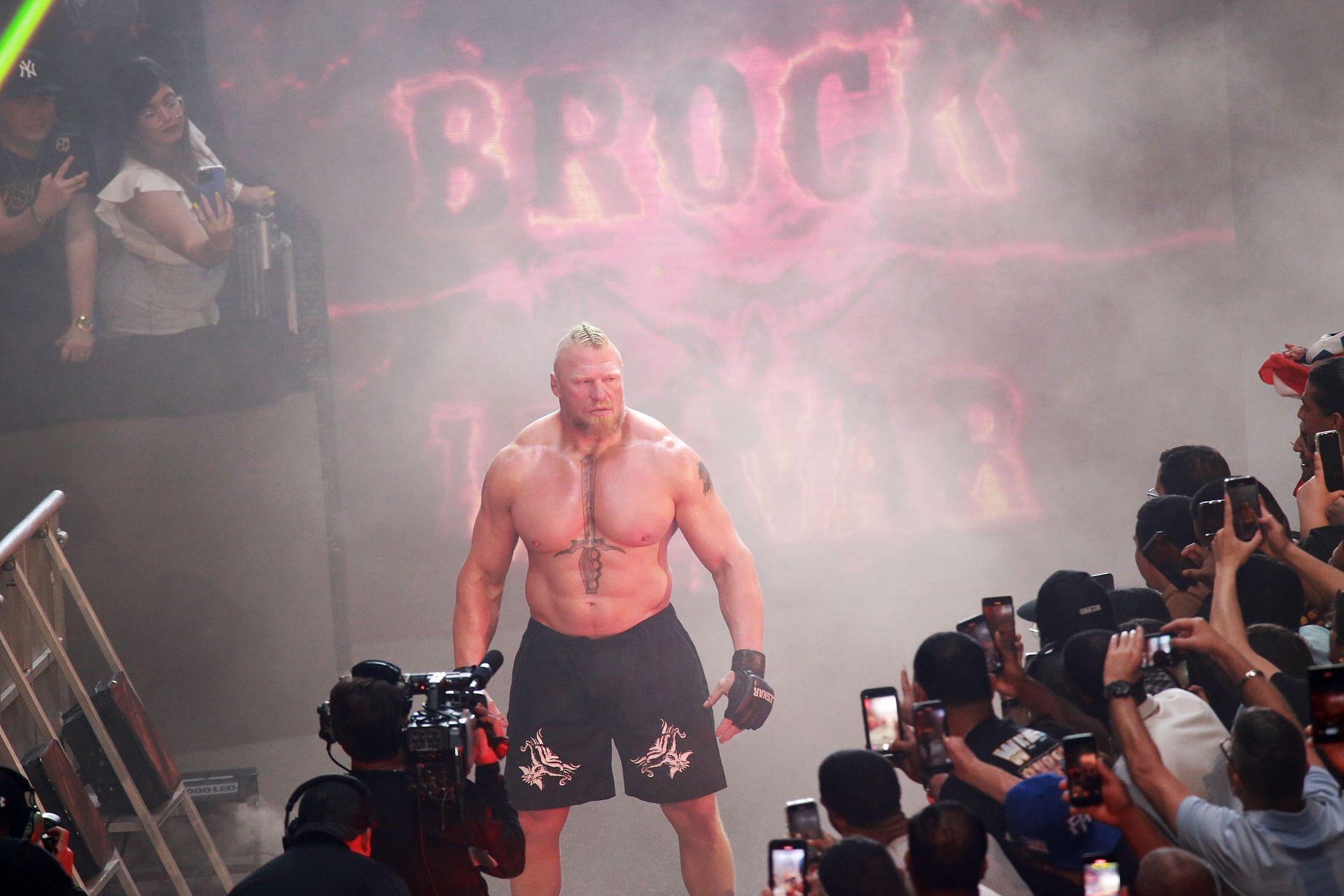 Brock Lesnar enters the ring during the 2023 WWE - Source: Getty